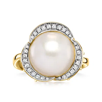 Ross-simons 12-12.5mm Cultured Mabe Pearl Ring With . Diamonds In 18kt Gold Over Sterling In White