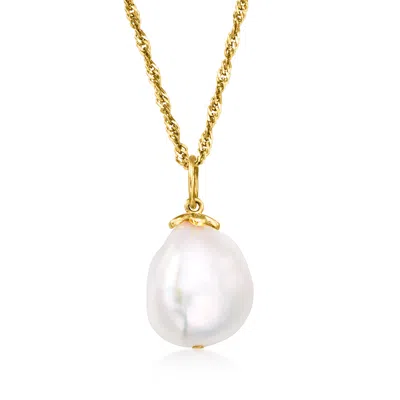 Ross-simons 12-14mm Cultured Baroque Pearl Pendant Necklace In 18kt Gold Over Sterling In Multi