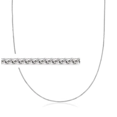 Ross-simons 1.2mm 14kt White Gold Wheat-chain Necklace In Metallic