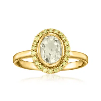 Ross-simons 1.30 Carat Prasiolite Ring With .22 Ct. T.w. Green Diamonds In 18kt Gold Over Sterling