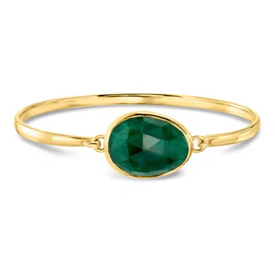 Ross-simons 13.00 Carat Emerald Bangle Bracelet In 18kt Gold Over Sterling