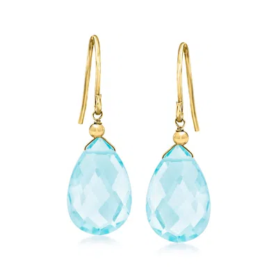 Ross-simons 13.00 Ct. T.w. Sky Blue Topaz Drop Earrings In 10kt Yellow Gold