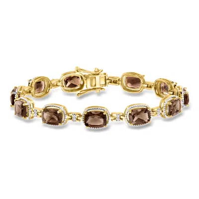 Ross-simons 13.00 Ct. T.w. Smoky Quartz Bracelet With .21 Ct. T.w. Diamonds In 18kt Gold Over Sterling