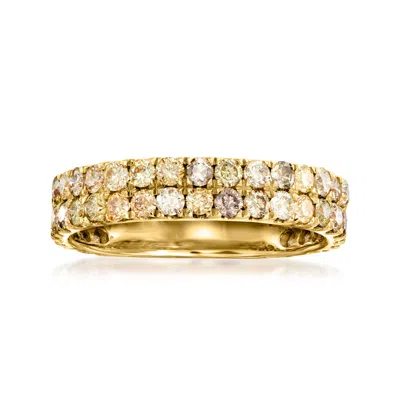 Ross-simons 1.45 Ct. T.w. Multicolored Diamond Two-row Ring In 14kt Yellow Gold