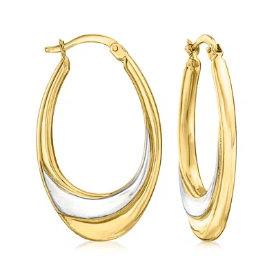 Ross-simons 14kt Two-tone Gold Oval Hoop Earrings In Gold,silver