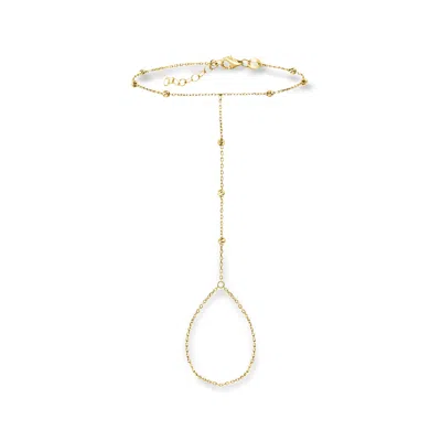 Ross-simons 14kt Yellow Gold Beaded Hand Chain Bracelet