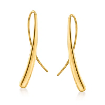 Ross-simons 14kt Yellow Gold Long Teardrop Earrings In Gray