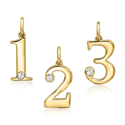 Ross-simons 14kt Yellow Gold Number Charm With Single Diamond