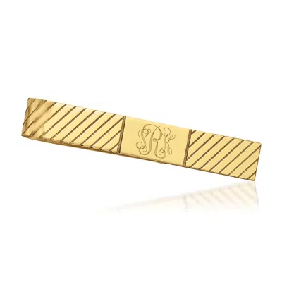 Ross-simons 14kt Yellow Gold Personalized Monogram Diagonal-striped Tie Bar