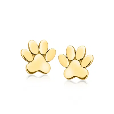 Ross-simons 14kt Yellow Gold Petite Animal Paw Stud Earrings In Metallic