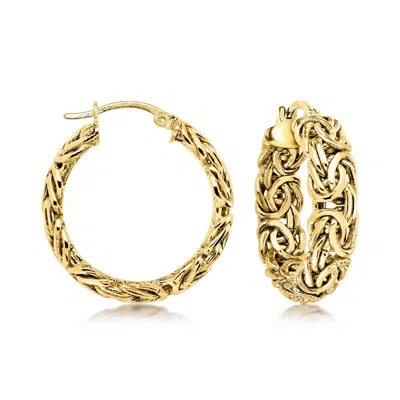 Ross-simons 14kt Yellow Gold-plated Byzantine Hoop Earrings In Orange