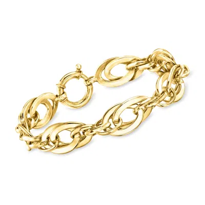 Ross-simons 14kt Yellow Gold-plated Oval-link Bracelet In Transparent