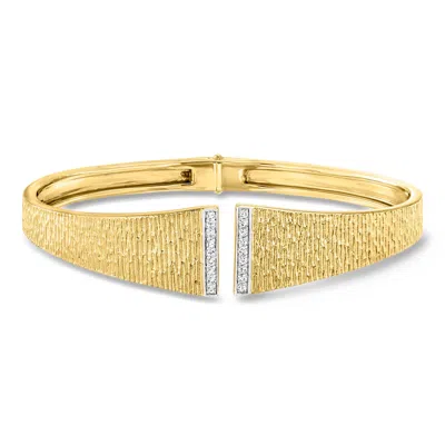 Ross-simons .15 Ct. T.w. Diamond Cuff Bracelet In 18kt Gold Over Sterling