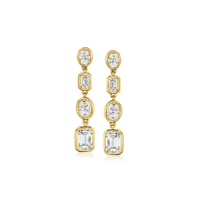 Ross-simons 1.50 Ct. T.w. Bezel-set Lab Grown Diamond Drop Earrings In 18kt Gold Over Sterling
