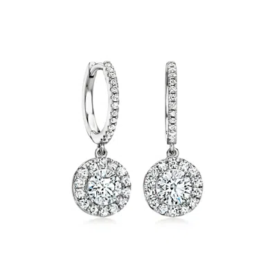 Ross-simons 1.50 Ct. T.w. Lab Grown Diamond Hoop Drop Earrings In Sterling Silver