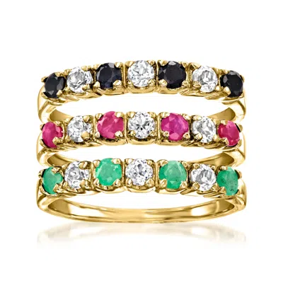 Ross-simons 1.50 Ct. T.w. Multi-gemstone Jewelry Set: Three Rings In 18kt Gold Over Sterling