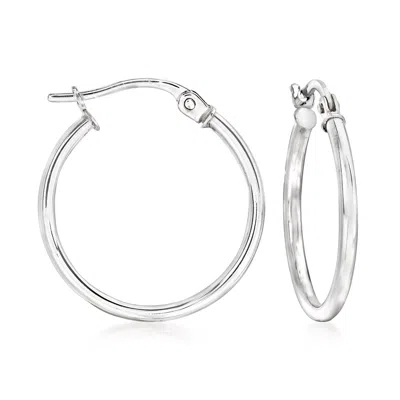 Ross-simons 1.5mm 14kt White Gold Hoop Earrings In Silver