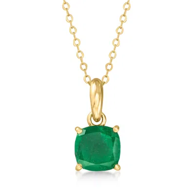 Ross-simons 1.60 Carat Emerald Pendant Necklace In 10kt Yellow Gold In Green