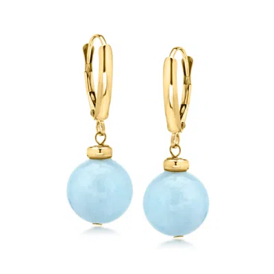 Ross-simons 16.00 Ct. T.w. Aquamarine Bead Drop Earrings In 10kt Yellow Gold In Multi
