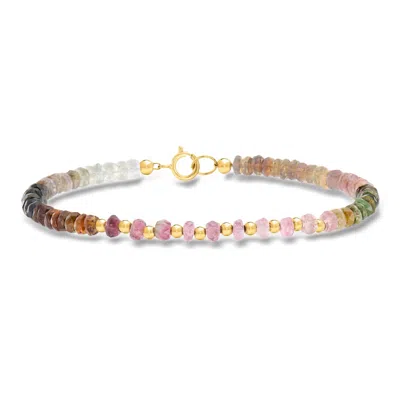 Ross-simons 16.00 Ct. T.w. Multicolored Tourmaline Bead Bracelet In 10kt Yellow Gold