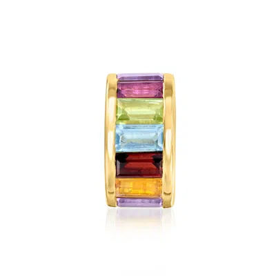 Ross-simons 1.70 Ct. T.w. Baguette Multi-gemstone Bead Charm In 18kt Gold Over Sterling