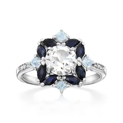 Ross-simons 1.78 Ct. T.w. White And Sky Blue Topaz Ring With .80 Ct. T.w. Sapphires In Sterling Silver In Metallic