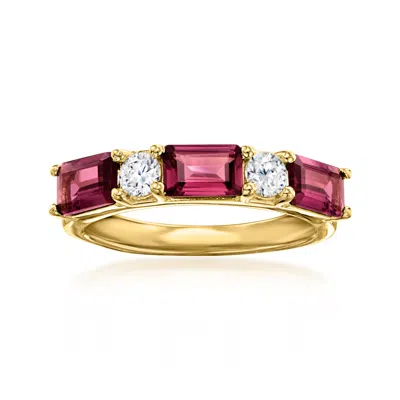 Ross-simons 1.80 Ct. T.w. Rhodolite Garnet And .31 Ct. T.w. Lab Grown Diamond Ring In 18kt Gold Over Sterling