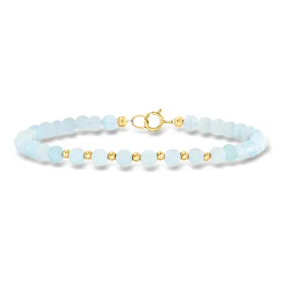 Ross-simons 18.00 Ct. T.w. Aquamarine Bead Bracelet In 10kt Yellow Gold