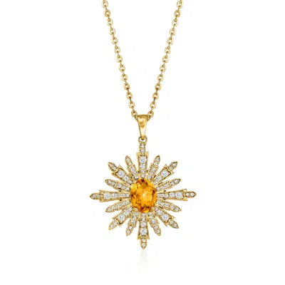 Ross-simons 1.85 Carat Citrine And .87 Ct. T.w. White Topaz Starburst Pendant Necklace In 18kt Gold Over Sterlin