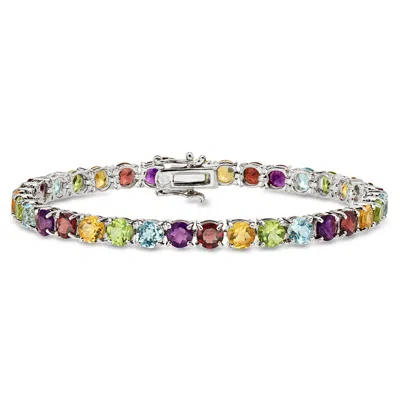 Ross-simons 18.60 Ct. T.w. Multi-gemstone Tennis Bracelet In Sterling Silver