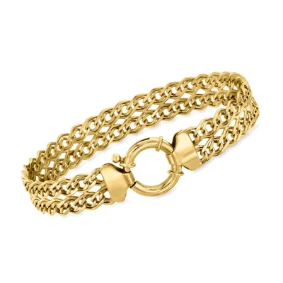Ross-simons 18kt Gold Over Sterling 2-row Link Bracelet In Multi