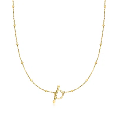 Ross-simons 18kt Gold Over Sterling Bead-station Toggle Necklace