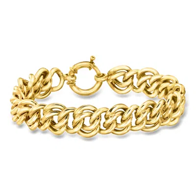 Ross-simons 18kt Gold Over Sterling Double-curb Link Bracelet In Transparent