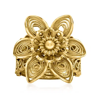 Ross-simons 18kt Gold Over Sterling Filigree Flower Ring