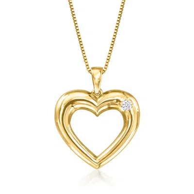 Ross-simons 18kt Gold Over Sterling Heart Pendant Necklace With Single Lab-grown Diamond In Pattern