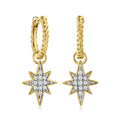 Ross-simons 18kt Gold Over Sterling Hoop Earrings With Removable . Diamond Star Drops