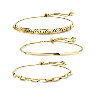 Ross-simons 18kt Gold Over Sterling Jewelry Set: 3 Bolo Bracelets