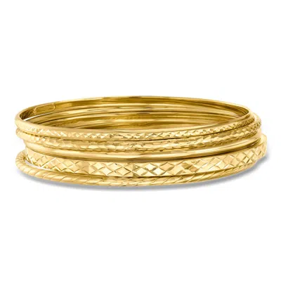 Ross-simons 18kt Gold Over Sterling Jewelry Set: 5 Textured Bangle Bracelets