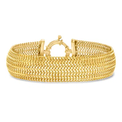 Ross-simons 18kt Gold Over Sterling Mesh Bracelet In Metallic