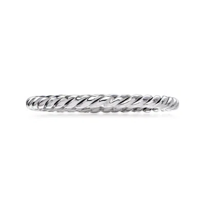 Ross-simons 18kt White Gold Roped Ring In Silver