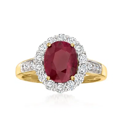 Ross-simons 1.90 Carat Ruby And .63 Ct. T.w. Diamond Ring In 18kt Yellow Gold