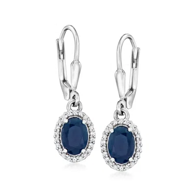 Ross-simons 1.90 Ct. T.w. Sapphire And .20 Ct. T.w. White Topaz Drop Earrings In Sterling Silver