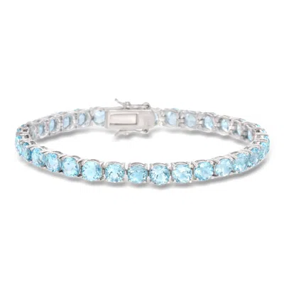 Ross-simons 19.20 Ct. T.w. Sky Blue Topaz Tennis Bracelet In Sterling Silver