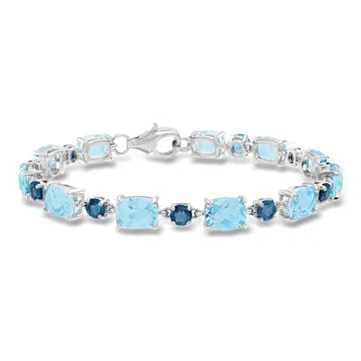 Ross-simons 19.50 Ct. T.w. London And Sky Blue Topaz Bracelet In Sterling Silver