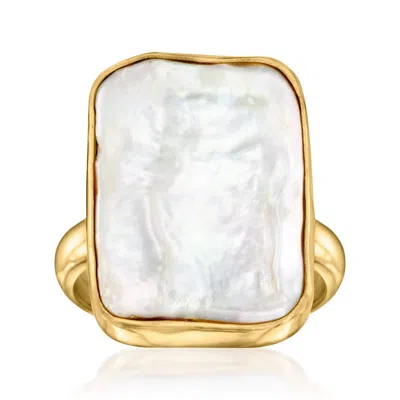 Ross-simons 19x14mm Cultured Baroque Pearl Ring In 18kt Gold Over Sterling In White