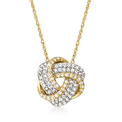 Ross-simons .20 Ct. T.w. Diamond Love Knot Pendant Necklace In 10kt Yellow Gold