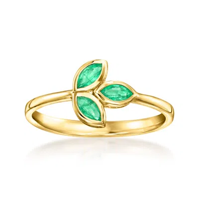 Ross-simons .20 Ct. T.w. Emerald Leaf Ring In 10kt Yellow Gold