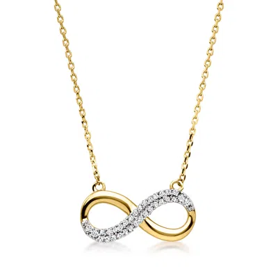Ross-simons .20 Ct. T.w. Lab Grown Diamond Infinity Symbol Necklace In 10kt Yellow Gold