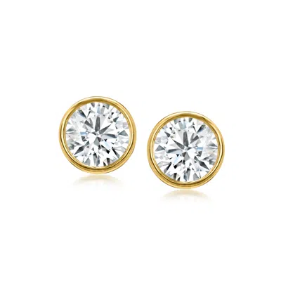 Ross-simons 2.00 Ct. T.w. Bezel-set Cz Stud Earrings In 18kt Gold Over Sterling
