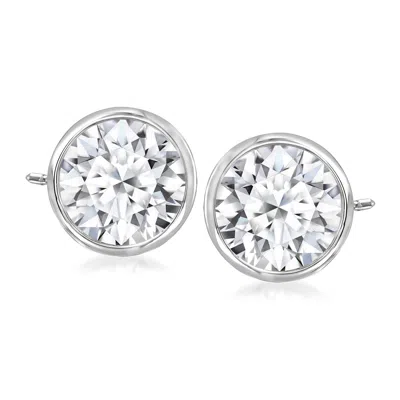 Ross-simons 2.00 Ct. T.w. Bezel-set Lab Grown Diamond Stud Earrings In 14kt White Gold In Metallic